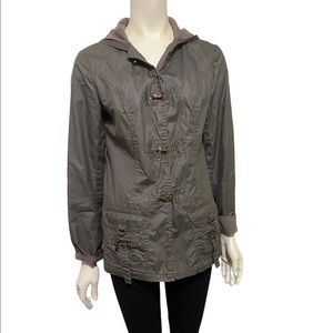 MUR MUR Taupe Brown Hooded Lightweight Utility Jacket - M